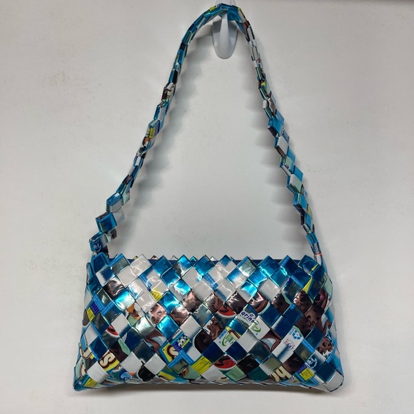 Candy Wrapper Woven Purse Shoulder Bag Multicolor - Picture 3 of 4